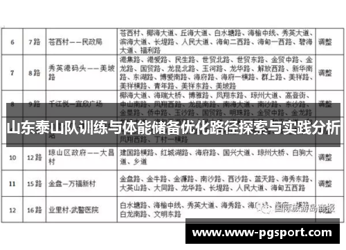 山东泰山队训练与体能储备优化路径探索与实践分析